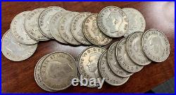1944 Canadian Half Dollar 50c Silver Coin Roll Of 19 Coins! Free Shipping