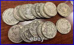 1944 Canadian Half Dollar 50c Silver Coin Roll Of 19 Coins! Free Shipping