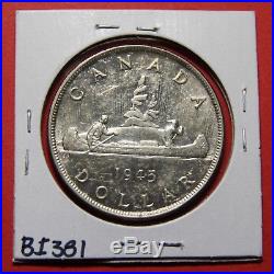 1945 5/5 Canada Silver One Dollar Coin BI381 $350 AU Key Date