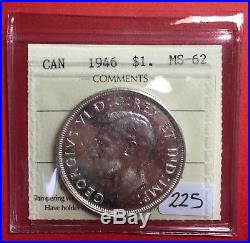 1946 Canada 1 Dollar Silver Coin One Dollar XVC 183 $225 ICCS MS-62