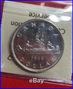1946 Canada 1 Dollar Silver Coin One Dollar XVC 183 $225 ICCS MS-62
