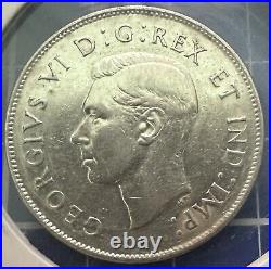 1947 Canada Curved 7 Silver 50 Cents High Grade Half Dollar Nice Coin