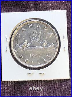 1947 Canada Pointed 7 Variety Silver Dollar Coin