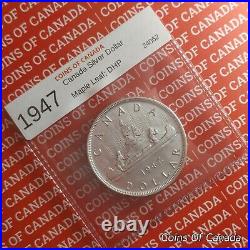 1947 Canada Silver Dollar Maple Leaf ML DHP UNCIRCULATED Coin #coinsofcanada