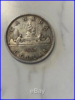 1947 Dot Canada Silver Dollar! Nice Key Date Coin