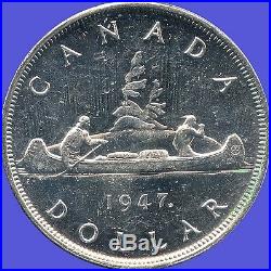 1947 Maple Leaf Silver Dollar Coin (23.33 Grams. 800 Silver)