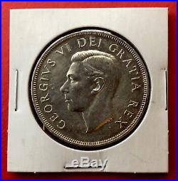 1948 Canada 1 Dollar Silver Coin One Dollar EF/AU Cleaned RARE Date