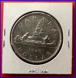 1948 Canada 1 Dollar Silver Coin One Dollar EF/AU Cleaned RARE Date
