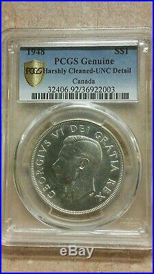 1948 Canada 1 Dollar Silver Coin One Dollar Key Date PCGS UNC Detail
