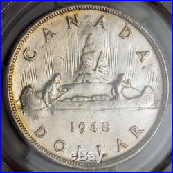 1948, Canada, George VI. Silver Dollar Coin. Key-Date w. Low Mintage! PCGS AU+