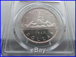 1948, Canada, George VI. Silver Dollar Coin. Key-Date w. Low Mintage! PCGS UNC+