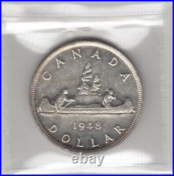 1948 Canada One Silver Dollar Coin ICCS Graded MS-60