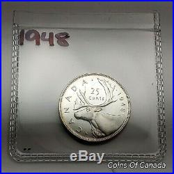 1948 Canada Silver 25 Cents UNCIRCULATED Coin Beautiful Coin #coinsofcanada