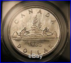 1948 Canada Silver Dollar AU-55 CCCS Hard Holder. Blast White Rare Coin