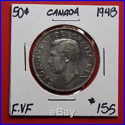 1948 Canada Silver Half Dollar 50 Cent Coin C507 $155 F/VF