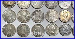 1953-63 Canada Lot of 24 $1 Dollar Silver Coins