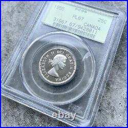 1955 Canada 25 Cent Silver Coin One Dollar Proof Like PCGS Gem PL 67 Old Holder