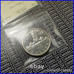 1957 Canada $1 Silver Dollar Coin ICCS PL 65 1WL 1 Waterline RARE #coinsofcanada