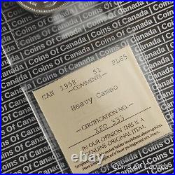 1958 Canada $1 Silver Dollar Coin ICCS PL 65 Heavy Cameo #coinsofcanada