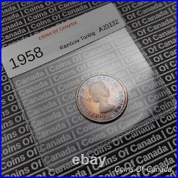 1958 Canada Silver 25 Cents Coin Uncirculated Rainbow Toning WOW #coinsofcanada
