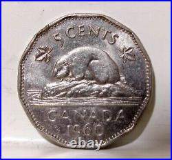 1960 CANADA Queen Elizabeth II BEAVER 5C Coin Size 20 MM