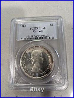 1960 Canada $1 Silver Dollar Coin PCGS PL 66