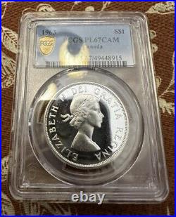 1963 PL-67CAM $1 Canada Silver Dollar Coin PCGS