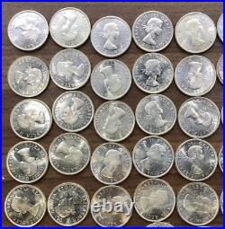 1964 (5) BU Rolls 80% Silver Canada Silver Dollar 100 Coins In Lot