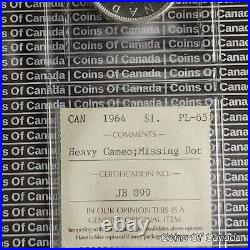 1964 Canada Silver Dollar Coin ICCS PL 65 Missing Dot Heavy Cameo #coinsofcanada