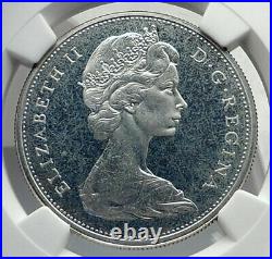 1965 CANADA UK Queen Elizabeth II Canoe Large Silver Dollar Coin NGC i77270
