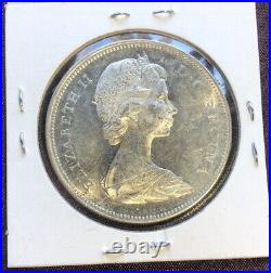 1965 Canada Rare Pointed 5 & Small Bead Silver Dollar Coin