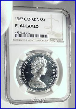 1967 CANADA CANADIAN Confederation Founding Silver Dollar Coin GOOSE NGC i77266