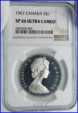 1967 CANADA CANADIAN Confederation Founding Silver Dollar Coin GOOSE NGC i85804