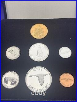 1967 Canada Centennial 7pc Gold ($20) & Silver Coin Set in Leather case