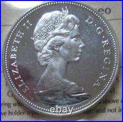 1967 Canada Silver Dollar Coin. ICCS PL-66 Heavy Cameo $1 Certified PL66