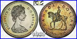 1973 Canada R. C. M. P Silver $1 Dollar Bu Pcgs Sp67 Color Toned High Grade Coin