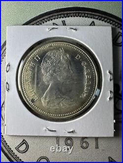 1973 Canadian Silver Dollar Coin Rainbow Colourfully Toned Specimen