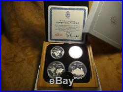 1976 Canada Montreal Olympic Silver 4-Coin Proof Set with Box & COA Free S&H USA