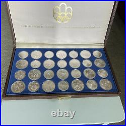 1976 Canada Montreal Olympic Silver Complete 28 Coin Set With Box