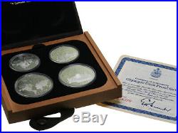 1976 Canada Montreal Olympics 4 Silver Coin Set Series 1 Box and COA 4.32oz TW