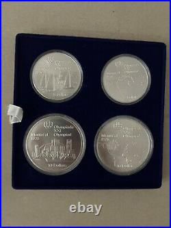 1976 Canada Montreal Olympics Silver Set 4 Coins with Case