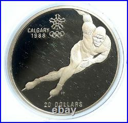 1985 CANADA 1988 CALGARY OLYMPICS Speed Skating Proof Silver $20 Coin i103644