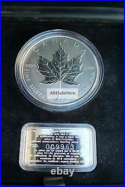 1998 Canada 10 oz $50 10th Anniv Silver Maple Leaf Coin + 925 Certificate In Box