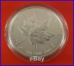 1998 Canada 50 Dollar 10 Ounce Silver Maple Leaf Coin. 9999 Pure In Capsule