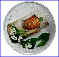 1 Oz Silver Coin 2015 $20 Canada Murano Glass Turtle Broadleaf Arrowhead Flower