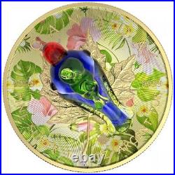 1 Oz Silver Coin 2022 $5 Canada Maple Leaf Murano Glass Series Parrot