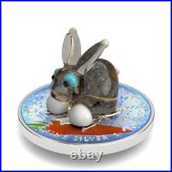 1 Oz Silver Coin 2022 $5 Canada Maple Leaf Murano Glass Series Rabbit