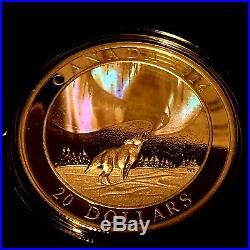 1 oz. Silver Hologram Coin A Story of the Northern Lights Howling Wolf 8500