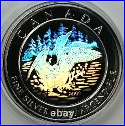 2002 Canada $5 Anniversary Loon Hologram 99.99% 1oz Silver Coin withBox & COA