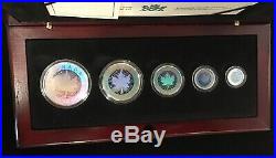 2003 Canada Maple Leaf 9999 Pure Silver 5 Coin Set Hologram PROOF